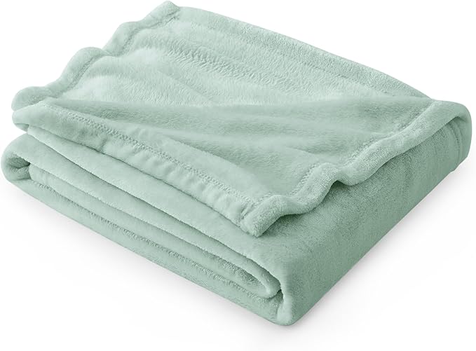 Bedsure Sage Green Fleece Throw Blanket - 300GSM Soft Lightweight Plush Cozy Blankets for Bed, Sofa, Couch, Travel, Camping