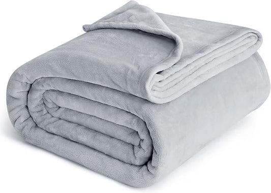 Bedsure Fleece Blankets Queen Size Light Grey - Bed Blanket Soft Lightweight Plush Fuzzy Cozy Luxury Microfiber, 90x90 inches