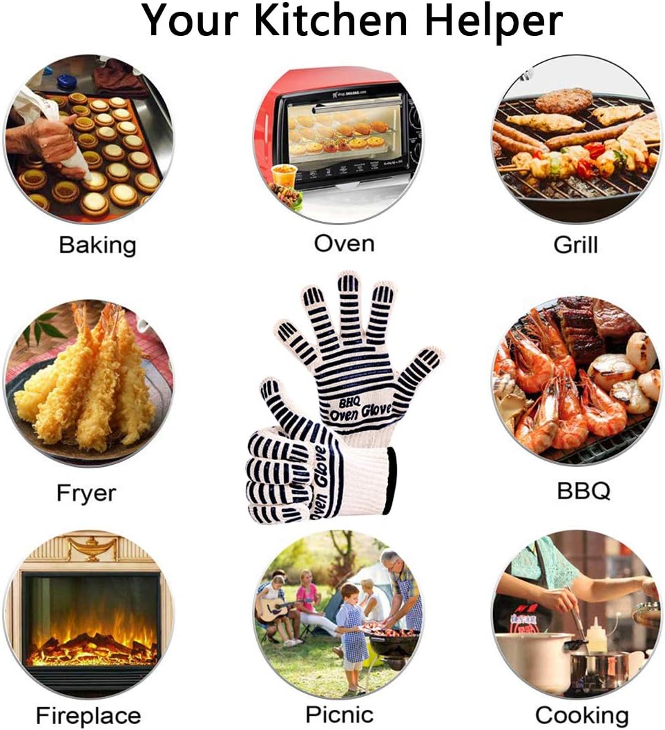 CZSYZCZS Extreme Heat Resistant Oven Gloves - 932F - Cooking Gloves for BBQ, Grilling, Baking,Cutting, Smoker Fireplace