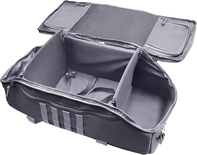 65L Large Duffle Bag, 3-in-1 Tactical Backpack MOLLE Pack for Sports, Gym, Outdoor, Grey