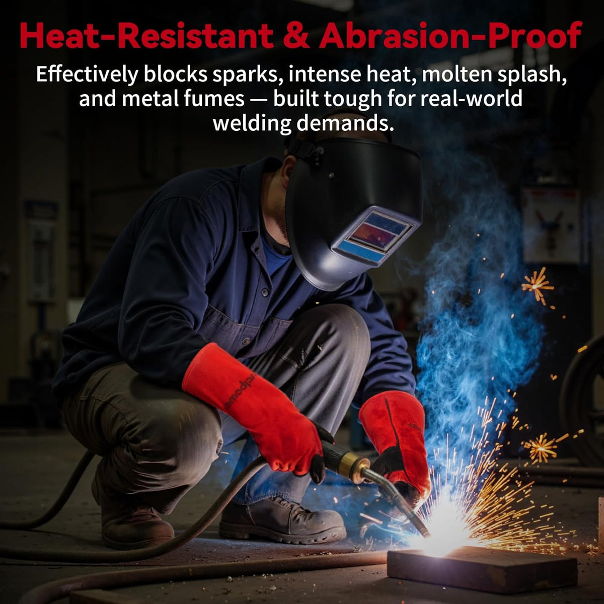 16 Inch Welding Gloves Heat Resistant 932°F for MIG/TIG/Stick Welding/Forging