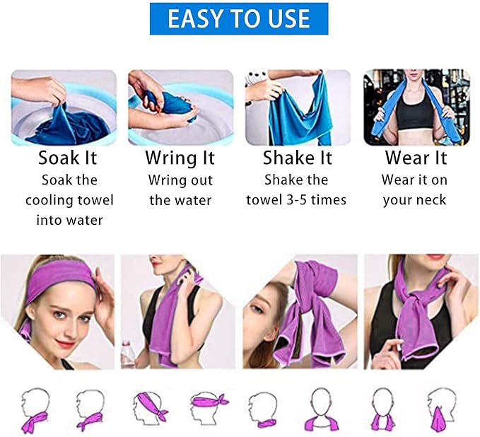 Ponpon 30pcs Cooling Towel Ice Towel Cooling Towels for Neck and Face Microfiber Cooling Towel for Gym, Travel, Yoga, Camping, Running, Outdoor Sport (10 Colors)