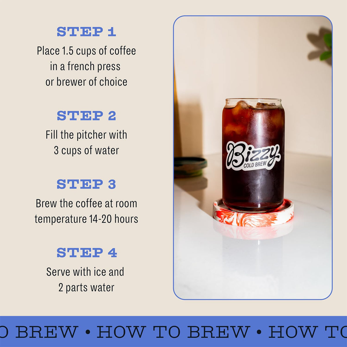 Bizzy Organic Cold Brew Coffee | Dark & Bold Blend | Coarse Ground Coffee | Dark Roast | Micro Sifted | Specialty Grade | 100% Arabica | 2 LB