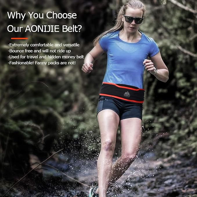 AONIJIE Hydration Belt Running Fanny Pack, with 250ml Soft Water Bottle Flask Phone Holder for Trailing Running Climbing Jogging Cycling Workout Fitness 3 Colors (Black, L/XL)