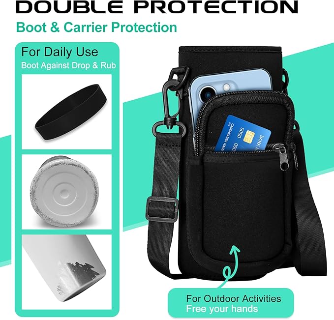 40OZ Water Bottle Stainless Steel - Cold-48H & Hot-24H Vacuum Insulated Water Bottle with Straw & Chug Lid, Strap Carrying Pouch, Paracord Handle & Flask Boot, Thermo Hydro Bottle for Hiking Cycling