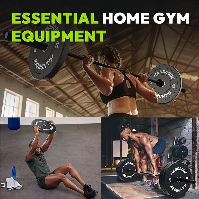 Bumper Plates 2 - Inch Olympic Weight Plate Set for Barbell, 10-55 lb Rubber Weights Sets for Home Gym, Strength Training Plate, Weight Lifting, Black