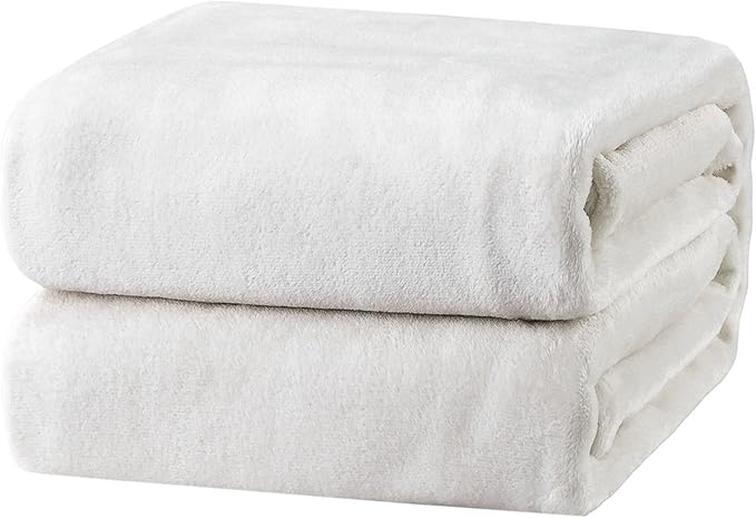 Bedsure Fleece Blanket Twin Size White - 300GSM Lightweight Plush Fuzzy Cozy Soft Warm Blanket for Bed, Sofa, Couch, Travel, Camping, 60x80 inches