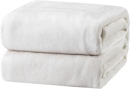 Bedsure Fleece Blanket Twin Size White - 300GSM Lightweight Plush Fuzzy Cozy Soft Warm Blanket for Bed, Sofa, Couch, Travel, Camping, 60x80 inches