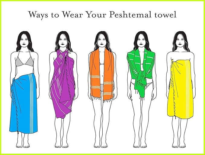 HAVLULAND Turkish Beach Towels Oversized -100% Turkish Cotton Super Soft Lightweight - Absorbent and Quick Drying Bath Towel - Sand Free Beach Towel - Turkish Towels for Adults (Blue, 12 Pack)