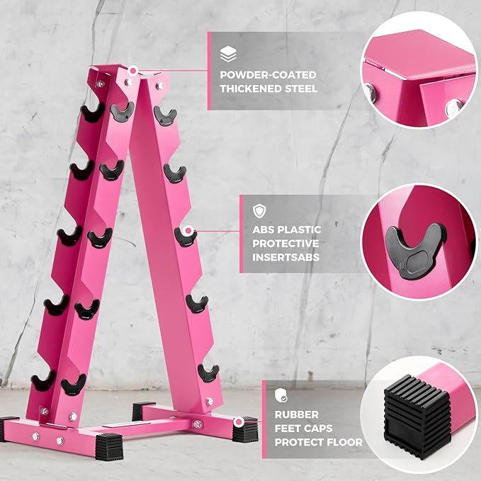 RitFit 250LB/300LB Rubber Hex Dumbbell Sets with Weights Rack, Multiple Color Choices Available, Great Gym Equipment for Home, Strength Training, Workouts