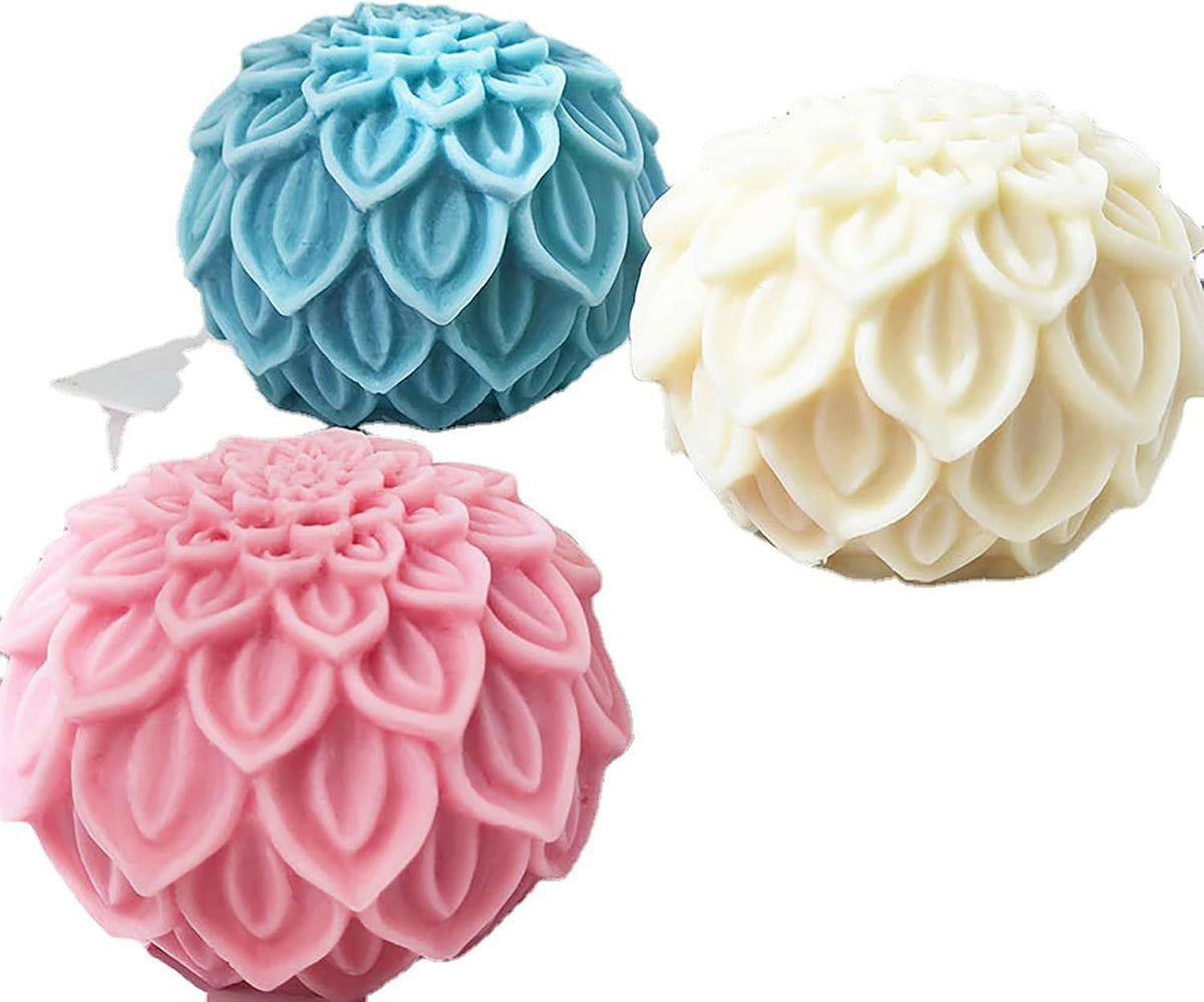 Lotus Ball Candle Mold Lotus Flower Mold Peony Mold Ball Mold Flower Resin Casting Mold Resin Making Molds Silicone Mold for Candle Home Decorate Mold Candle Making Mold 3D Animal Mold Clay Mold