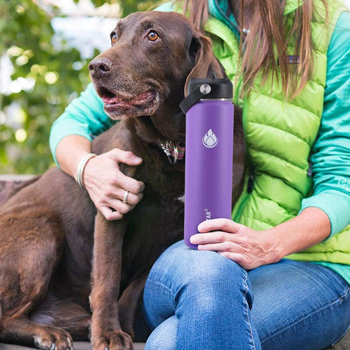 SENDESTAR Stainless Steel Water Bottle, Wide Mouth Water Bottle 24 oz with Straw Lid, Spout Lid, Double Wall Vacuum Insulated Leak Proof, Keeps Liquids Hot or Cold (Violet)