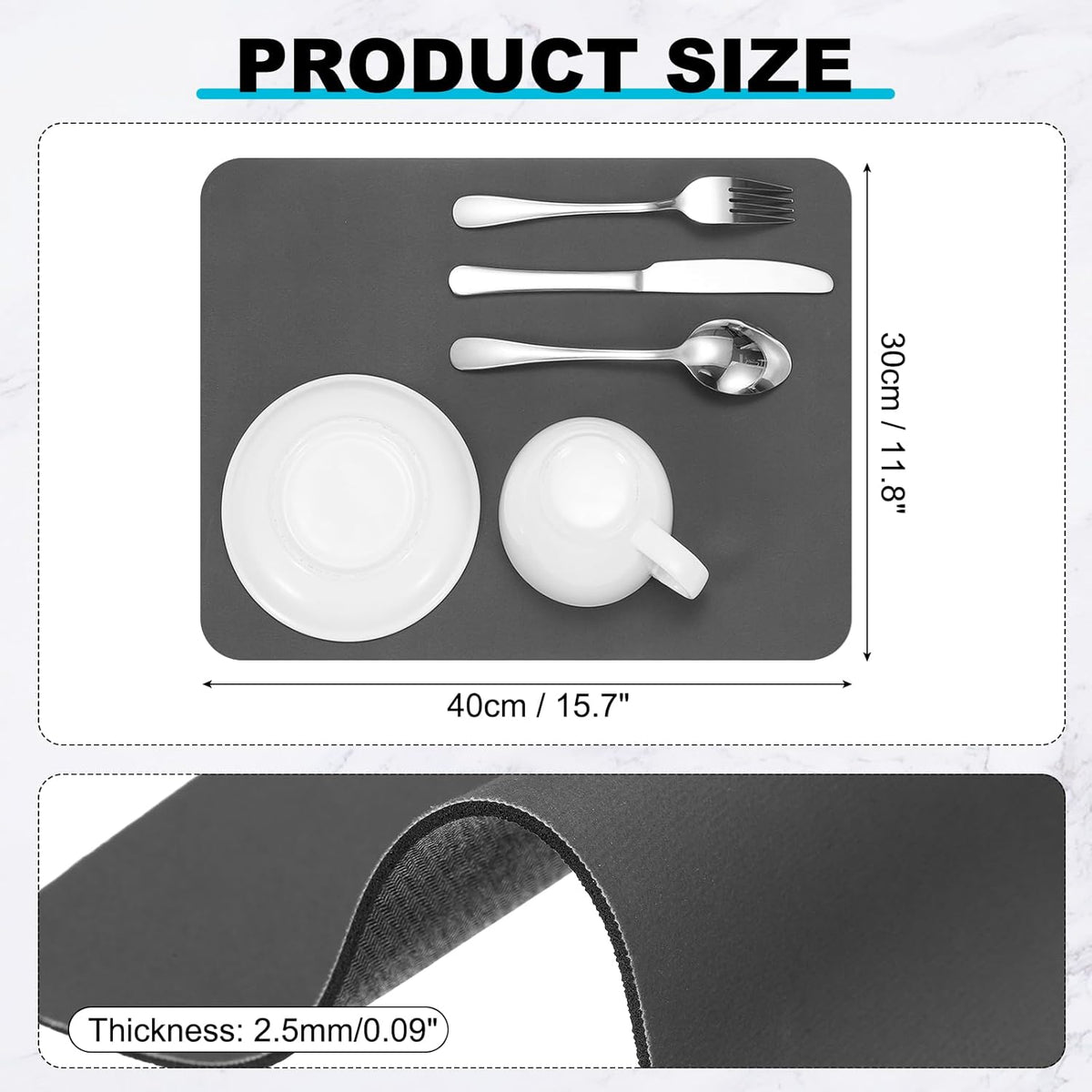 uxcell Silicone Mats for Kitchen Counter, 15.7" x 11.8" Non-Slip Countertop Protector Mat Heat Resistant Coffee Mat Waterproof Table Placemat, Dark Gray
