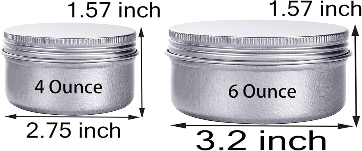 6 Ounce Aluminum Cans 180 mL Screw Lid Metal Storage Tins Containers for Storing Spices, Candies, Lip Balm, Candles, 12 Pcs.
