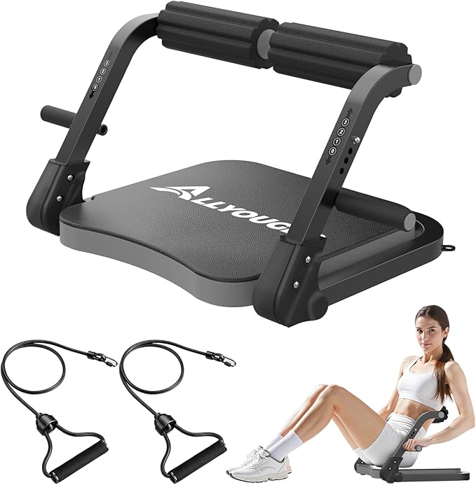 Ab Machine,Sit Up Exercise Equipment& Core Machine, Workout Equipment,Adjustable Ab Trainer with 3 Resistance Levels and Removable Auxiliary Handle,Home Gym Fitness Equipment for All Ages