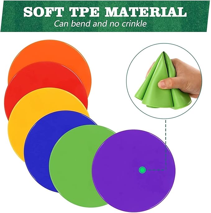 8 Inch Poly Vinyl Spot Markers, Non Slip Rubber Agility Markers Flat Field Cones Floor Dots,for Exercise Drills, Sports, Speed Agility Training -12 Pcs