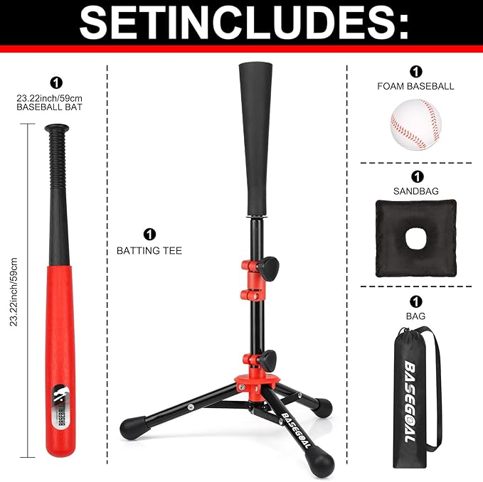 Baseball Tee for Kids,Youth Stand Set,Teeball Set,Youth Baseball,Softball Batting Tee Set,Easy Adjustable Height