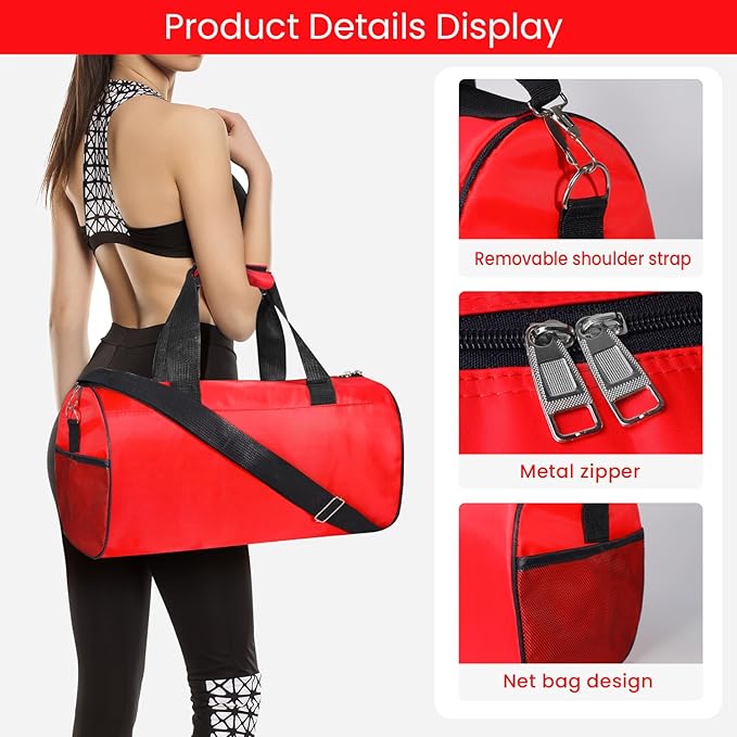 C&F BOGMOST Small Gym Bag for Travel & Duffel - 17 Inch Lightweight Carry On Bag for Men & Women, Mini Duffel Bag,Perfect for Sports, Weekend Trips, and Overnight Stays, Red