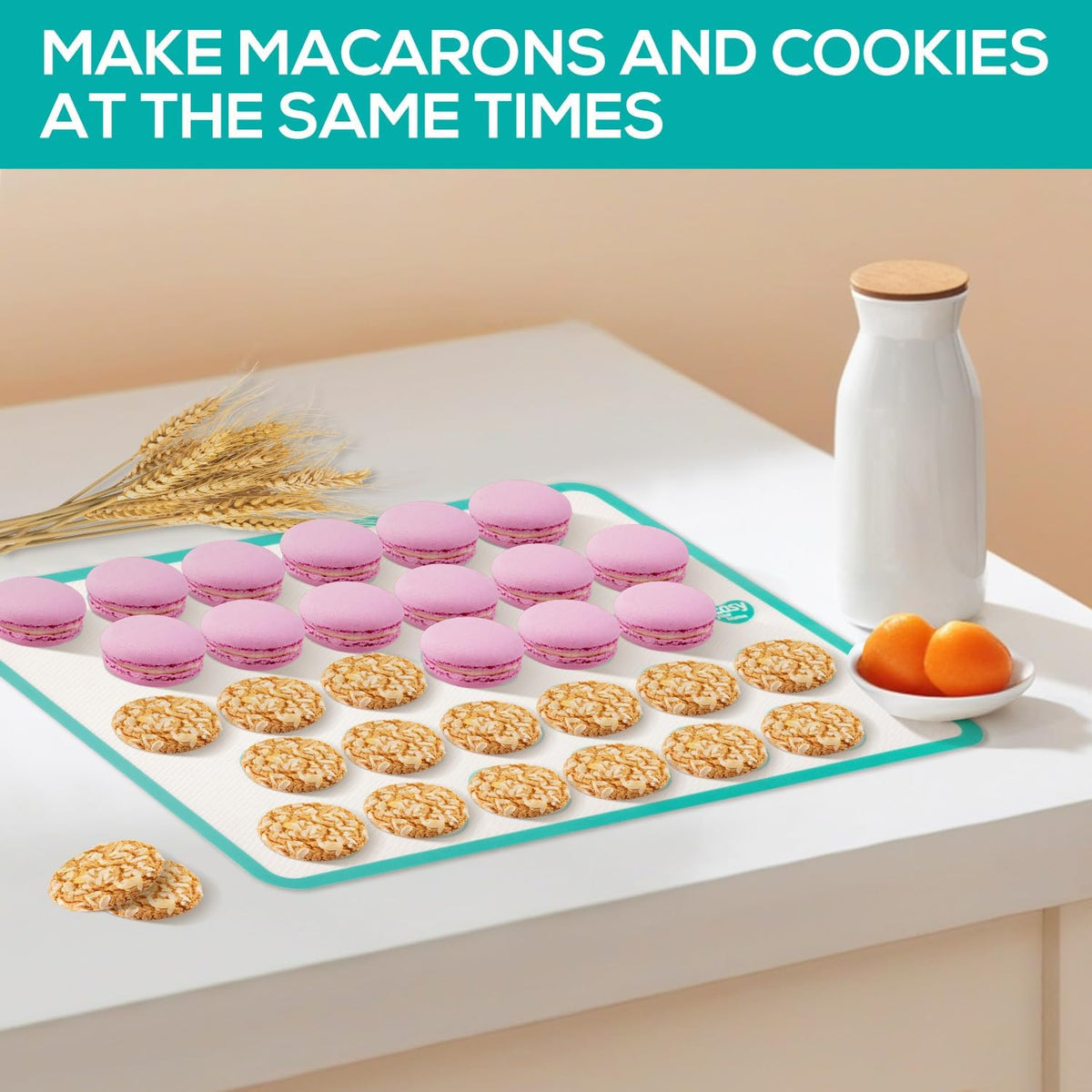 3PCS Silicone Bread sling & Silicone Baking Mat & Macaron Baking Sheet, Non-Stick Reusable Bread Making Tools for Kneading Dough Rolling Pastry and Baking Accessories