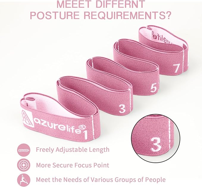 Premium Durable Stretch Straps with Loops, Stretching Strap for Physical Therapy, Multi-Loop Yoga Strap Fitness Exercise Strap for Yoga, Pilates, Dance, Flexibility&Exercise