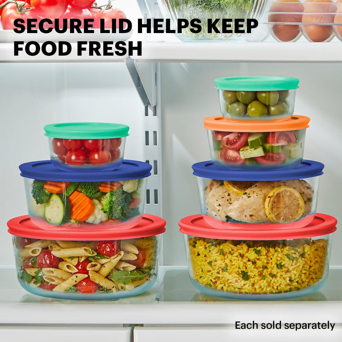 Pyrex Simply Store (7-Pack) Glass Food Storage Containers Set, (1, 2, 4 & 7 Cup) Meal Prep Containers With BPA-Free Lids, Dishwasher & Microwave Safe
