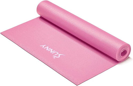Sunny Health & Fitness Non-Slip Yoga Mat – Durable, Anti-Tear, Lightweight, Cushioned Support for Yoga, Pilates, Stretching Exercises, Meditation and Floor Workouts | Multiple Sizes & Colors
