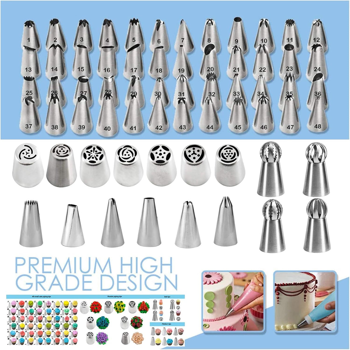 Cake Decorating Tools Supplies Kit - 368Pcs Baking Supplies with Storage Case for Beginners - Icing Piping Bags and Tips Set For Cookies, Cupcake & Cake Frosting Fondant Decorating