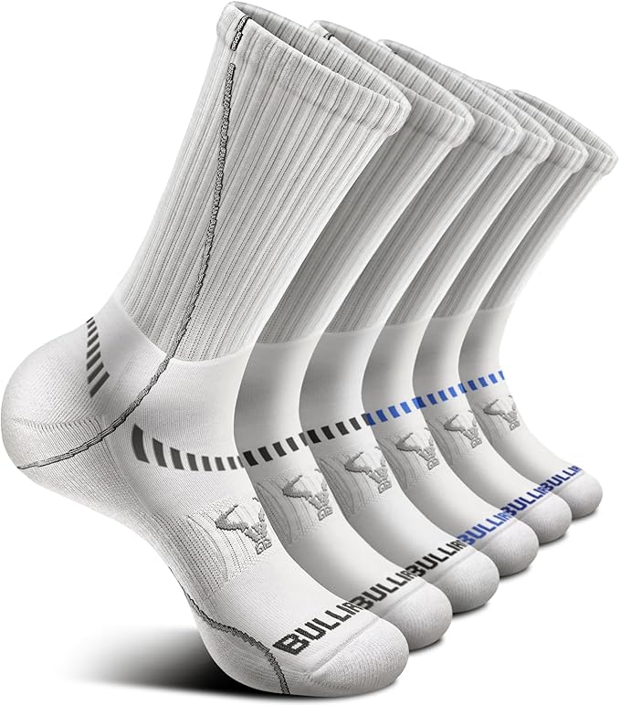 BULLIANT Compression Socks for Men 6Pairs, Athletic Crew Socks Cushioned For Men Sports Running-Arch Support