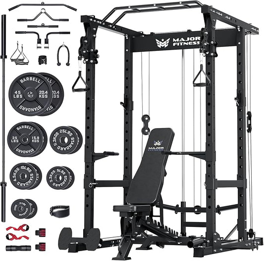 MAJOR FITNESS Drone1 Power Cage - Multi-Function Power Rack for Home Gym, Squat Rack, Cable Crossover System, for Strength Training, Heavy-Duty Steel Construction