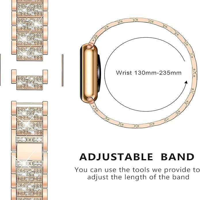 22mm Women's Jewelry Bling Diamond Metal Dressy Strap, Adjustable Replacement Strap Accessories Compatible for GTX12, T60 Smart Watches