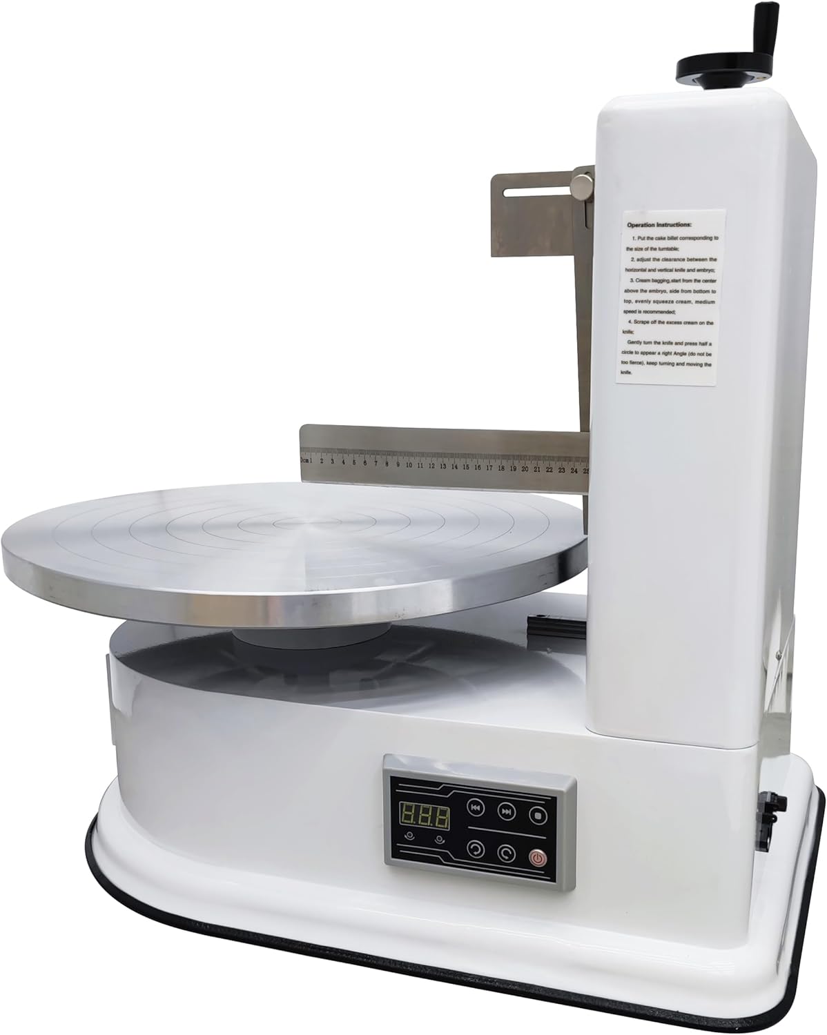 TECHTONGDA Cake Decorating Coating Machine Cream Spreading Automatic Frosting Turntable with Graduated Scraper for 4-16inch Cakes 40-180RPM Rotating Speed White