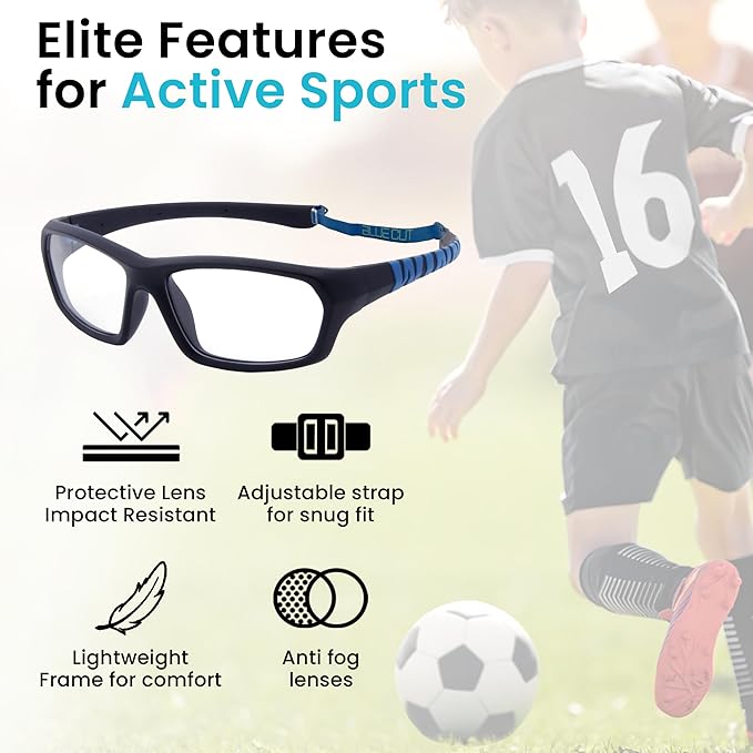 BLUE CUT Sports Protection Goggles, Anti-Fog Lenses Safety Glasses for Basketball, Pickleball and All Outdoor Sports