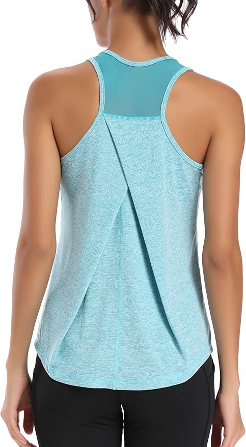 Aeuui Womens Workout Tops for Women Racerback Tank Tops Mesh Yoga Shirts Athletic Running Tank Tops Sleeveless Gym Clothes