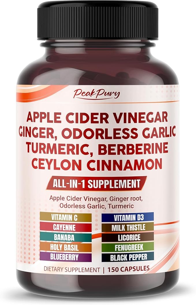 Apple Cider Vinegar Ginger Odorless Garlic Turmeric Berberine - Made in USA