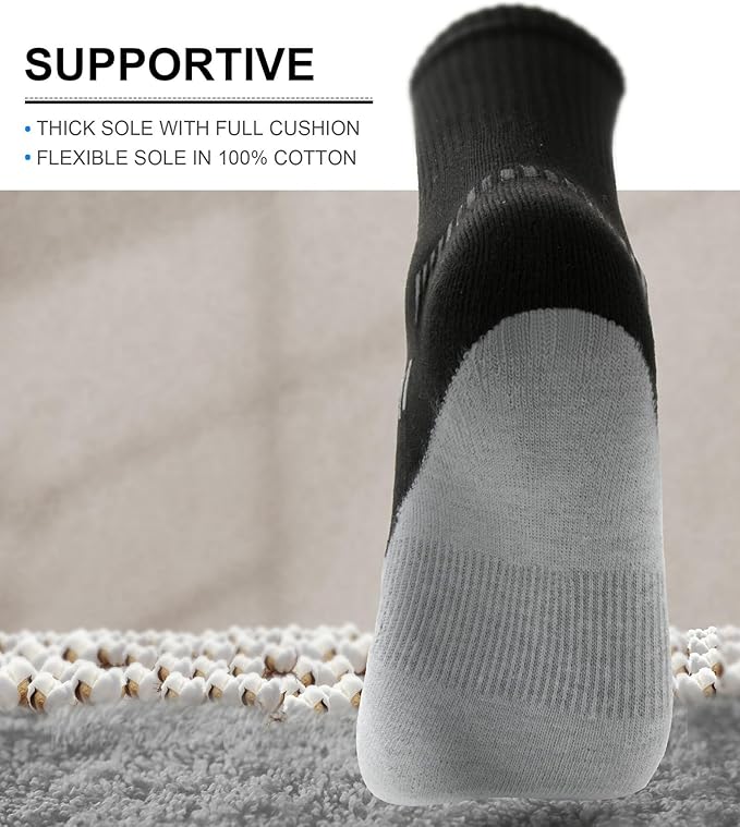 BULLIANT Compression Socks for Men 6Pairs, Athletic Crew Socks Cushioned For Men Sports Running-Arch Support