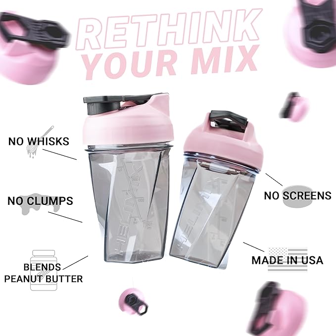HELIMIX 1.5 Vortex Blender Shaker Bottle Holds Upto 20oz | No Blending Ball or Whisk | USA Made | Portable Pre Workout Whey Protein Drink Shaker Cup | Mixes Cocktails Smoothies Shakes | Top Rack Safe