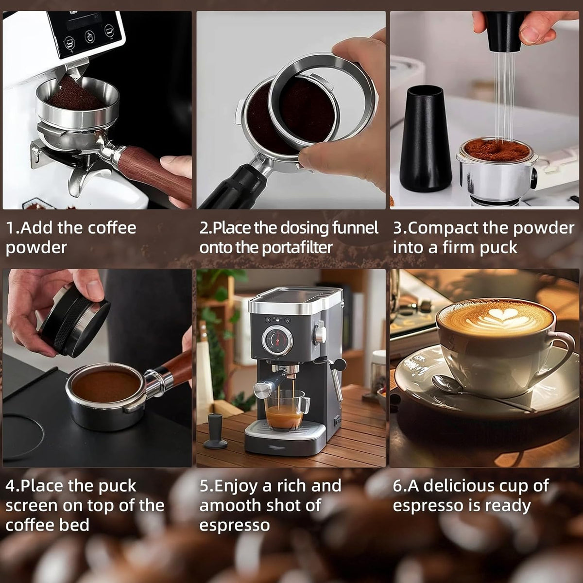 51mm Espresso Distributor Set - Coffee Distributor and Tamper Leveler Fits Portafilter Tamper 51mm - Barista Kit with WDT Tool and Dosing Funnel