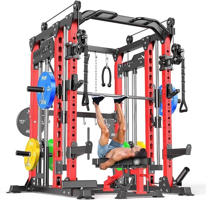 Power Cage,1600lbs Multi-Function Power Rack with Adjustable Cable Crossover System and More Training Attachment, Weight Cage for Home Gym