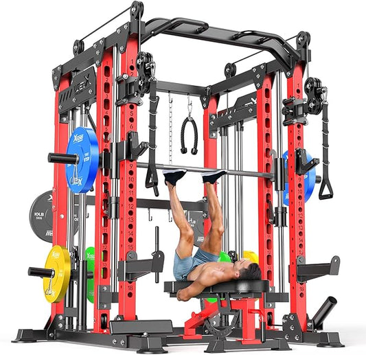 Power Cage,1600lbs Multi-Function Power Rack with Adjustable Cable Crossover System and More Training Attachment, Weight Cage for Home Gym