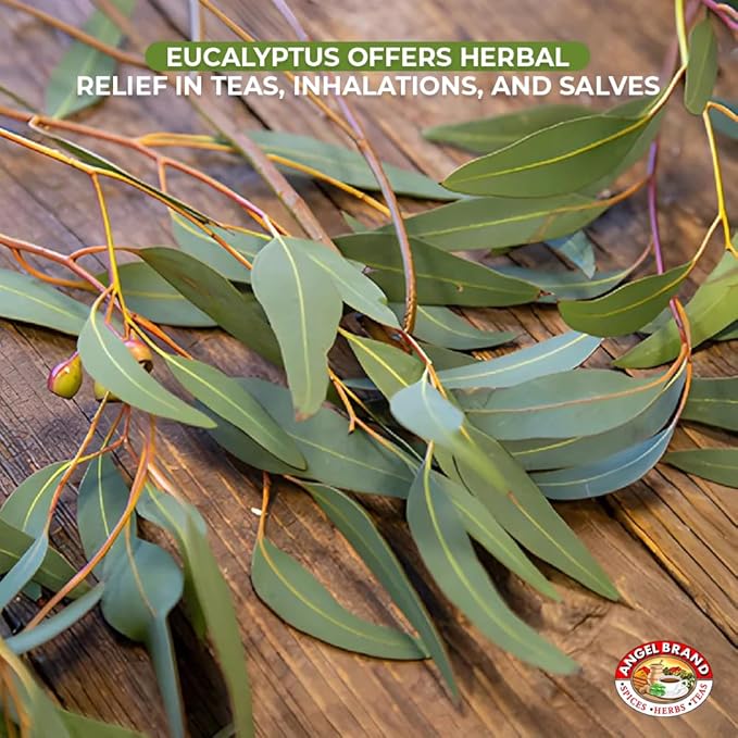 Angel Brand Eucalyptus Leaves 0.25 oz Pouch Pack of 3 - Eucalyptus Has Refreshing Slightly Wood Flavour - Dried Eucalyptus Leaves Commonly Used in Various Dishes, Herbal Tea, Syrups & Savory Dishes