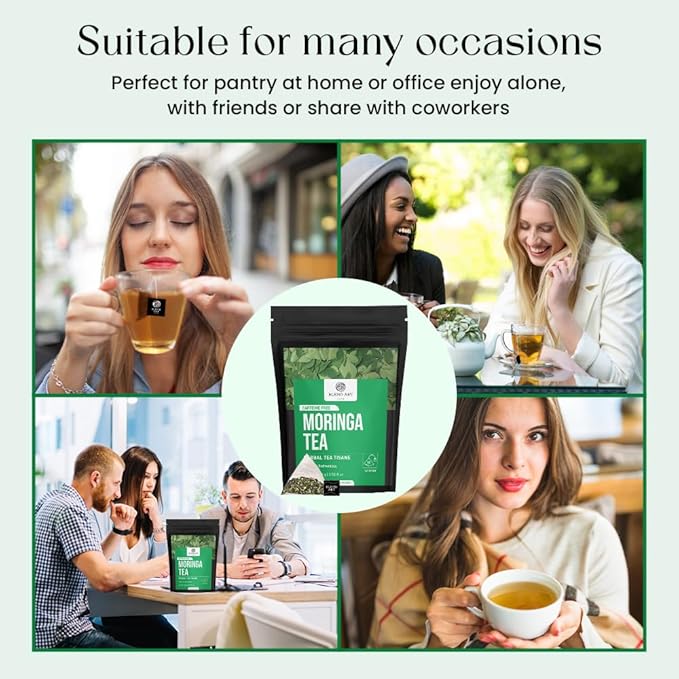 Blendart Moringa Tea Bags (100 Count) Caffeine Free, Pure Moringa Leaves | Sweet and Light Herbal Tea Bags