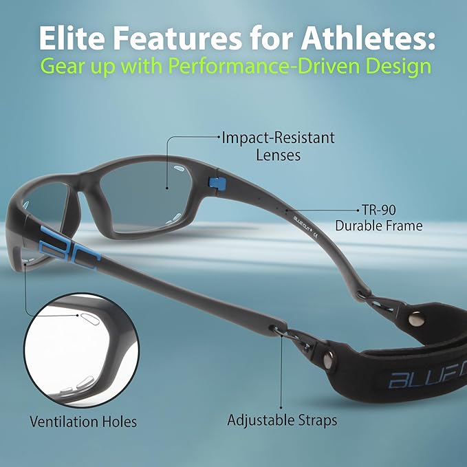 BLUE CUT Sports Protection Goggles, Photochromic Lenses Safety Glasses for Basketball, Pickleball Indoor Outdoor Sports