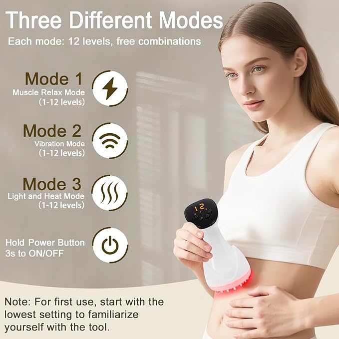 2025 Upgraded Lymphatic Drainage Massager Body Sculpting Machine Helps Reduce Stretch Marks & Cellulite for Legs, Arms & Belly Anti Cellulite Massage Tool with Light Heat & Vibration