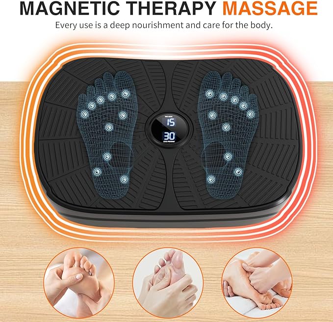 ALSO GO Vibration Plate Exercise Machine, Vibration Platform Machine for Lymphatic Drainage, 9 Preset Auto Mode & 99-Level Board for Weight Loss Shaping, with Resistance Bands, 330lbs Capacity