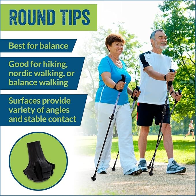 4 Pack of Extra Durable Rubber Replacement Tips (Replacement Feet/Paws/Ferrules/Caps) for Trekking Poles - Fits All Standard Hiking and Nordic Walking Poles