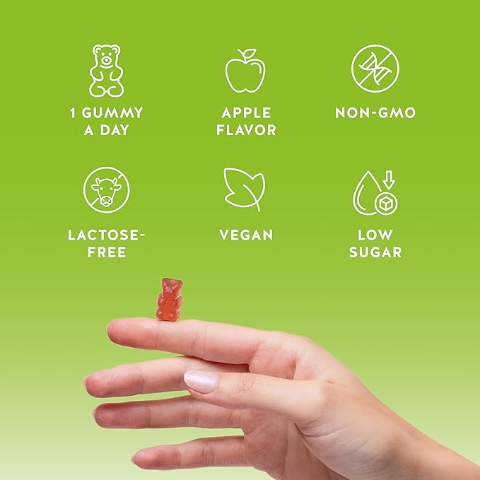 Apple Cider Vinegar Gummies – Metabolism & Detox Support with Vitamins B6, B12, Iodine & Folic Acid – Vegan. Balanced Gut (60 Gummies)