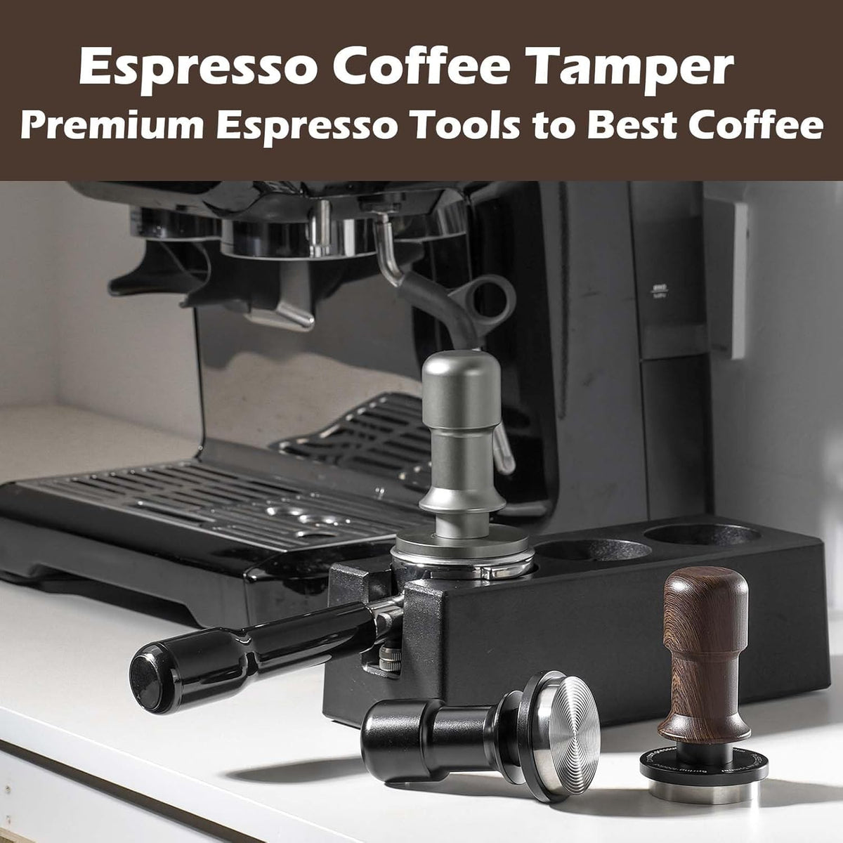 PUSEE 51mm Espresso Coffee Tamper,Premium 30lb Calibrated Espresso Tamper Upgrade Coffee Tamper with Spring Loaded, Stainless Steel Ground Tamper for Barista Home Coffee Espresso Accessories