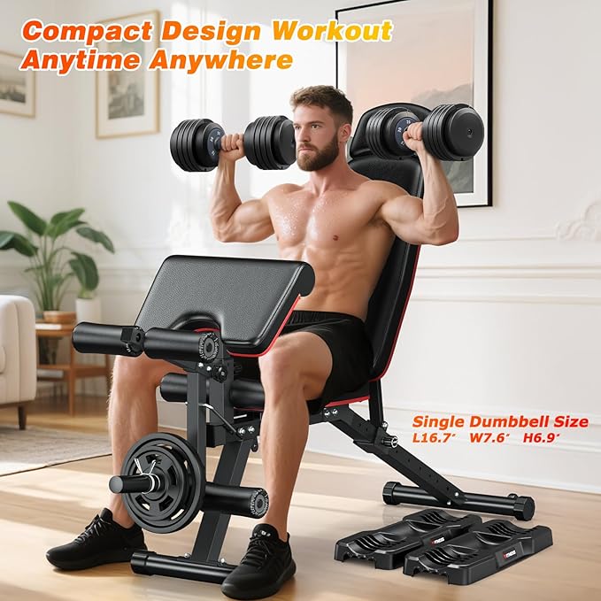 XDDIAS Adjustable Dumbbell Set of 2, 25/55/80LB Dumbbell Set-1Sec Adjustable Weights-5/10 in 1 Free Weights Dumbbells Set with Effortless Tray/No-Slip Handle-Compact Size for Women/Men at Home Gym