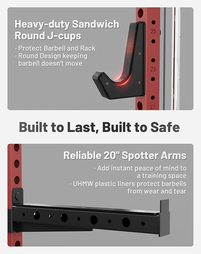 Mikolo Smith Machine, 2200lbs Squat Rack with LAT-Pull Down System & Cable Crossover Machine, Training Equipment with Leg Hold-Down Attachment