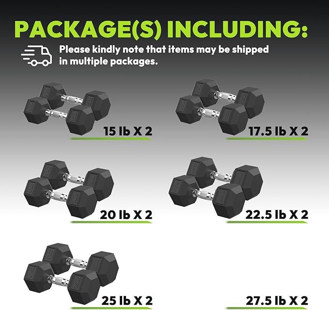 Hex Dumbbell Set, 30-480 lb Set Rubber Encased Exercise & Fitness Dumbbells, Weights Dumbbells Set, Hand Weight for Strength Training